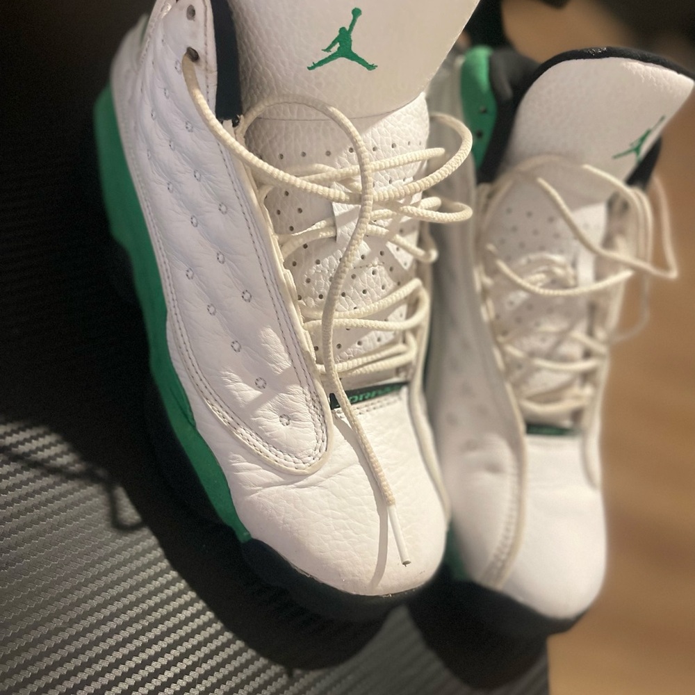 Jordan Kids White and Green Sneakers